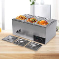 600W 110V Bain Marie 6 Pots Pans Commercial Buffet Food Warmer Stainless Steel