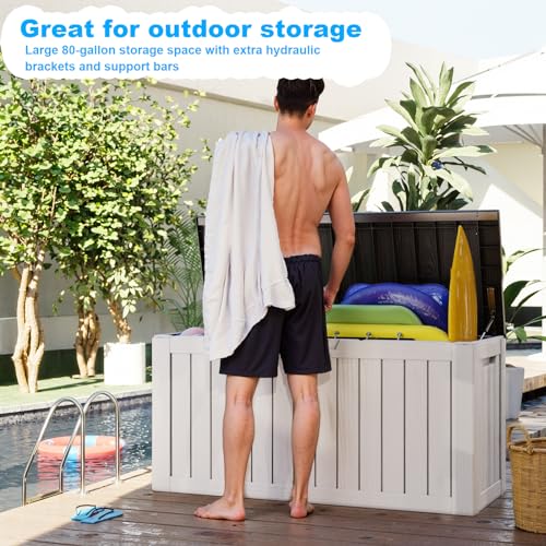 100 Gallon Resin Deck Box, Lockable Patio Outdoor Storage, Waterproof - Black F75230