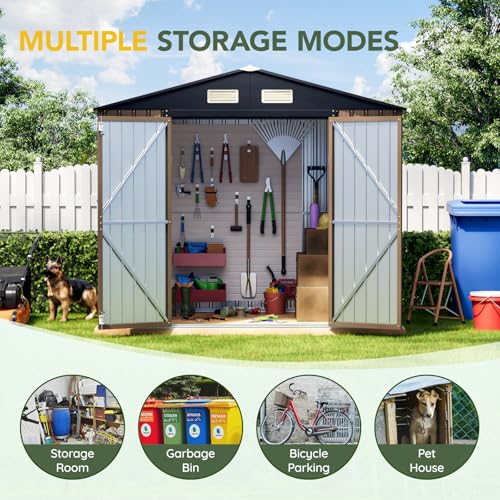 Outdoor Steel Storage Shed with Lockable Doors and Window L987864