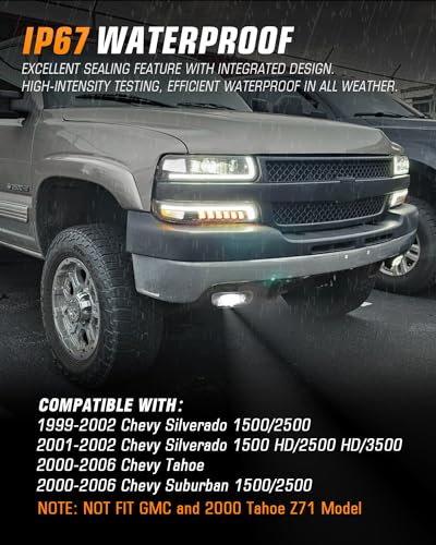 LED Headlights Assembly with Sequential Turn Signal for 1999-2006 Chevy Silverado Suburban Tahoe H92291