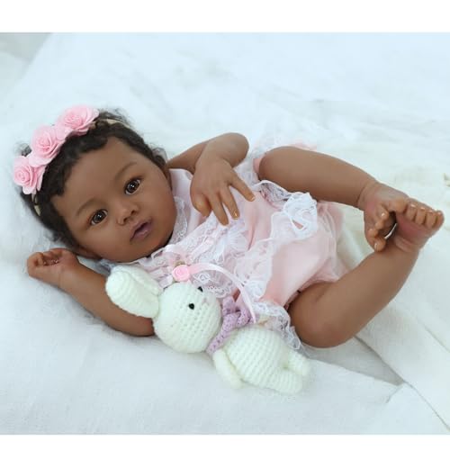 18-Inch Realistic African American Newborn Baby Doll with Soft Weighted Body Y11968