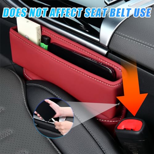 Car Seat Gap Organizer, Leather Console Side Storage Box, Adjustable Seat Gap Filler Pocket O8435