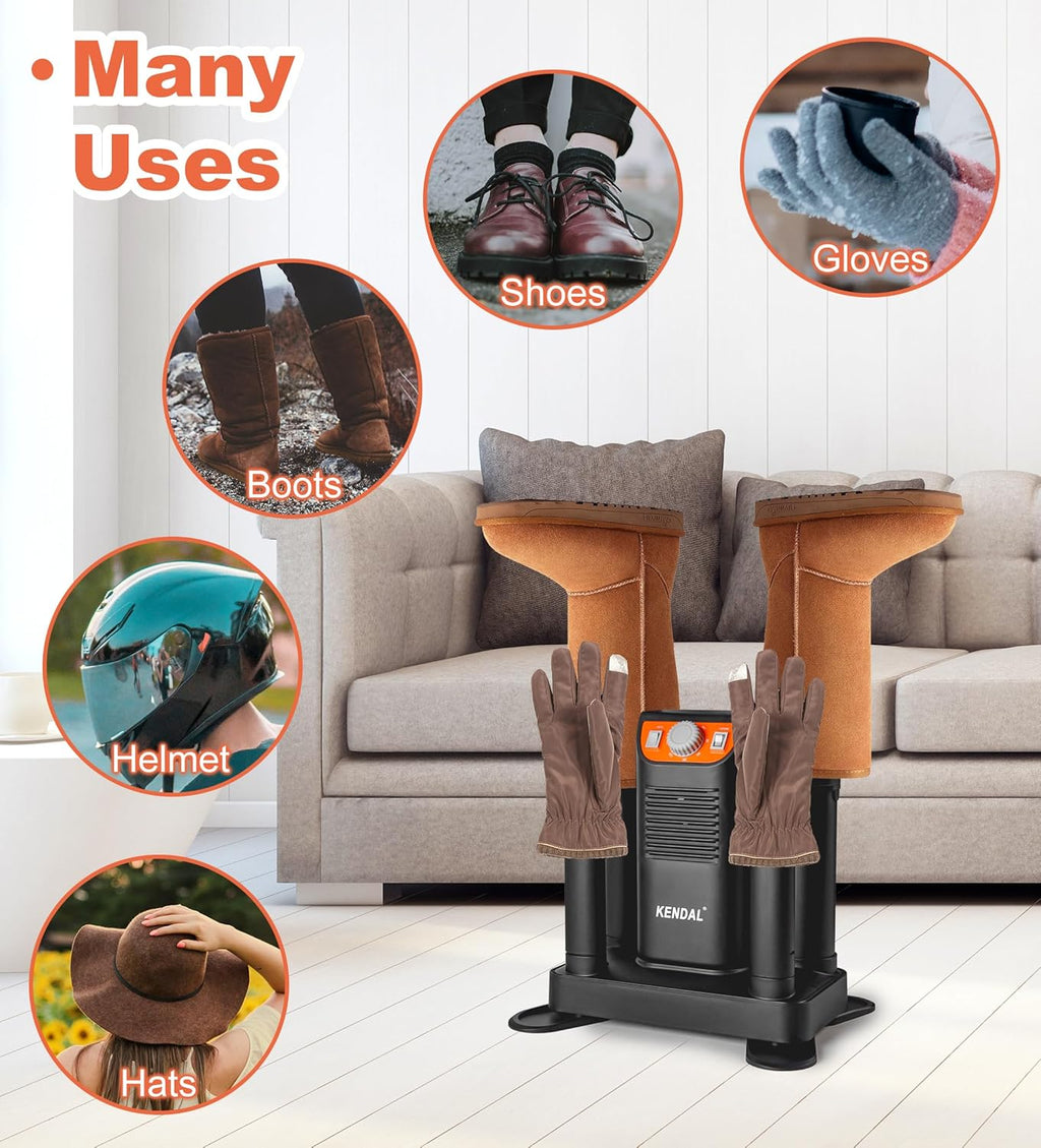 Boot Dryer for Work Boots, Shoe Dryer with Ozone Deodorizer, Portable with Adjustable Tubes & Timer P4231