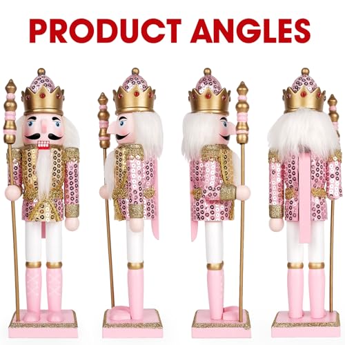 Pink Nutcracker Christmas Decor, Handmade Wooden Figure, 12" S521569