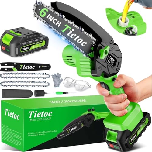 6 Inch Mini Electric Chainsaw Cordless Battery Powered, Hand Held Saw for Wood Trimming V216130