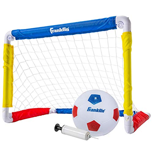 Franklin Sports Kids Mini Soccer Goal Set - Backyard/Indoor Mini Net and Ball Set with Pump - Portable Folding Youth Soccer Goal Set - 24" x 16"