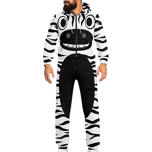 Adult Onesie Hooded One-Piece Pajama Zipper Jumpsuit for Men and Women I930