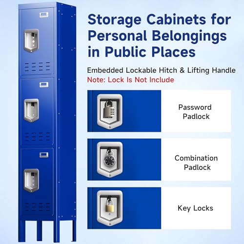Metal Storage Cabinet, 5 Doors, Blue W429