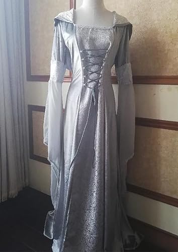 Medieval Victorian Dress for Women, Vintage Witch Halloween Costume with Hood W9109