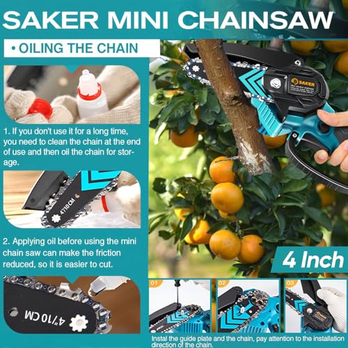 Mini Chainsaw Cordless, Handheld Pruning Saw for Tree Branches C763319