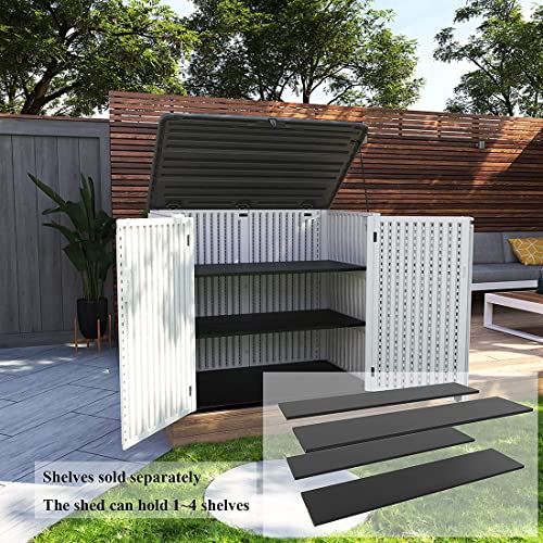 Horizontal Outdoor Storage Shed, 47 Cu.ft Resin Waterproof Cabinet for Garden Patio Backyards F5157