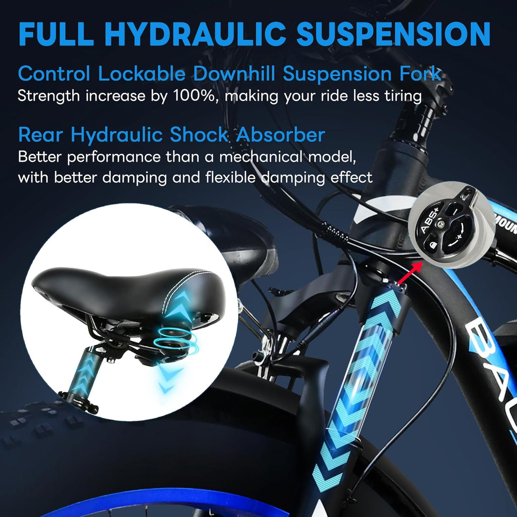 Two Electric Bikes for Adults, 48V 20Ah Removable Batteries, 21 Speed, Blue Q8665