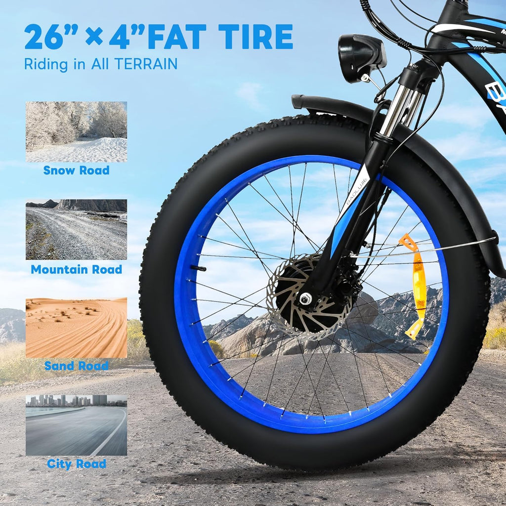 Two Electric Bikes for Adults, 48V 20Ah Removable Batteries, 21 Speed, Blue Q8665
