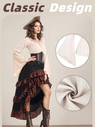 Pirate Costume for Women with Shirt Skirt Corset Belt K4037