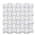 Bianco Dolomite Marble Basketweave Mosaic Tile with Bianco Dolomite Dots Polished - Jersey Tile Depot