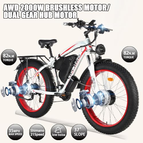 2000W Dual Motor AWD 48V 22Ah Fat Tire Electric Bike X526097
