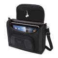 USA Gear Tablet Bag Compatible with 11 Inch iPad Pro and 10.9 Inch iPad Air - Compact Messenger Bag with Durable Exterior Shell, Soft Adjustable Interior Fits Smart Keyboard, Pencil, Charger (Black)
