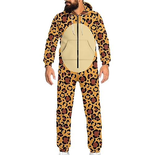 Adult Onesie Hooded One-Piece Pajama Zipper Jumpsuit for Men and Women I930