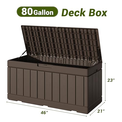 30 Gallon Waterproof Resin Deck Box for Outdoor Patio and Garden Storage Q30388