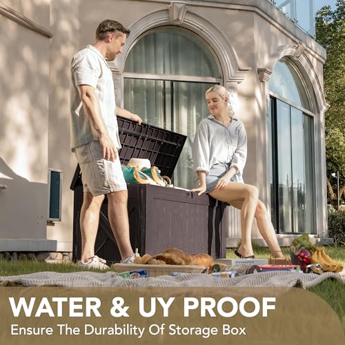 Outdoor Resin Deck Box 120 Gallon Waterproof Lockable F693676