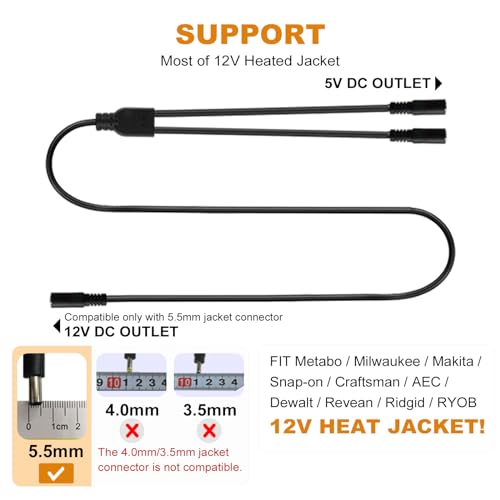 Motorcycle Heated Jacket Adapter Cable for Heated Gear W134209