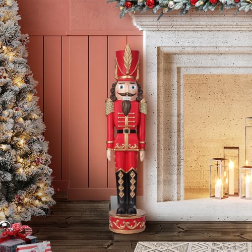 Red and Green Christmas Nutcracker Holiday Decoration, 37-inch Freestanding Resin I1504