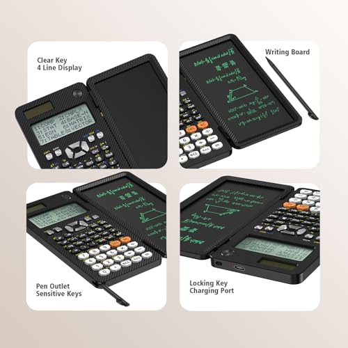 Rechargeable Scientific Calculator with Writing Pad and Foldable Case Q688