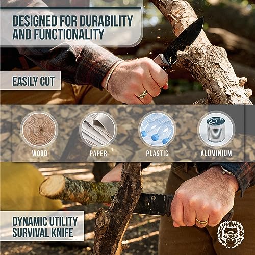 Survival Camping Knife with Fire Starter, Sheath, and Paracord K659552