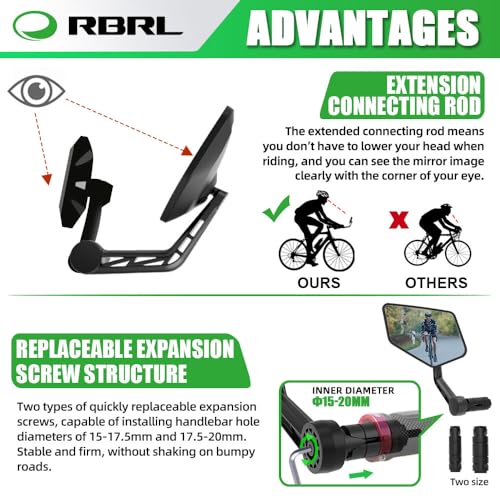 Bike Rear View Mirror, Rotatable Bar End Mirror, Wide View Bicycle Mirror M663577