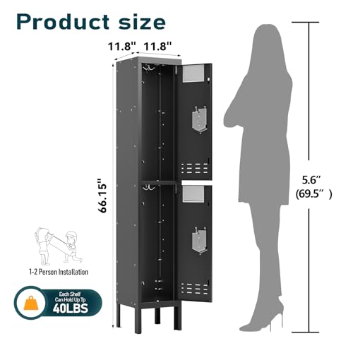 5-Door Steel Storage Locker with Hooks and Card Slots M92401