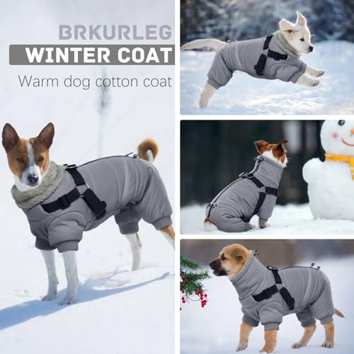 Black Dog Winter Coat with Harness, Reflective Waterproof Jacket for Small Dogs O43201