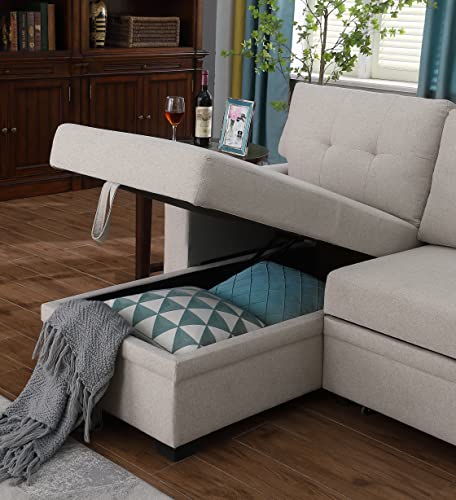 4-in-1 Convertible L Shaped Couch with Pull Out Bed and Storage Z983