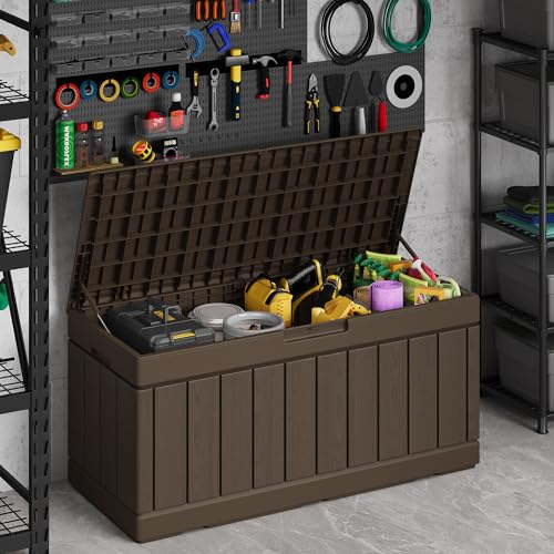 30 Gallon Waterproof Resin Deck Box for Outdoor Patio and Garden Storage Q30388