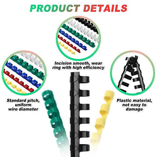 150 Pack Plastic Binding Combs 19 Ring Letter Size 5/8 in Black K80560