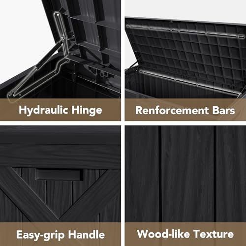 Outdoor Resin Deck Box 120 Gallon Waterproof Lockable F693676