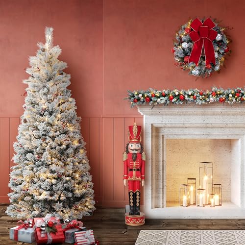 Red and Green Christmas Nutcracker Holiday Decoration, 37-inch Freestanding Resin I1504