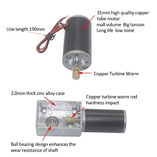 DC 12V Worm Gear Motor 8mm Shaft T6390