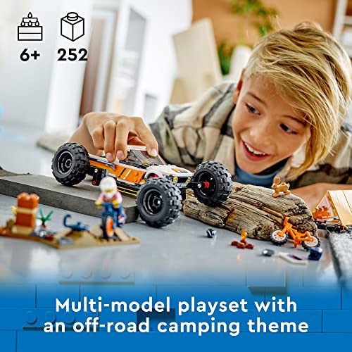 4x4 Off-Roader Camping Set with Monster Truck Style Car and Mountain Bikes, 2 Minifigures, Ages 6+ X67857