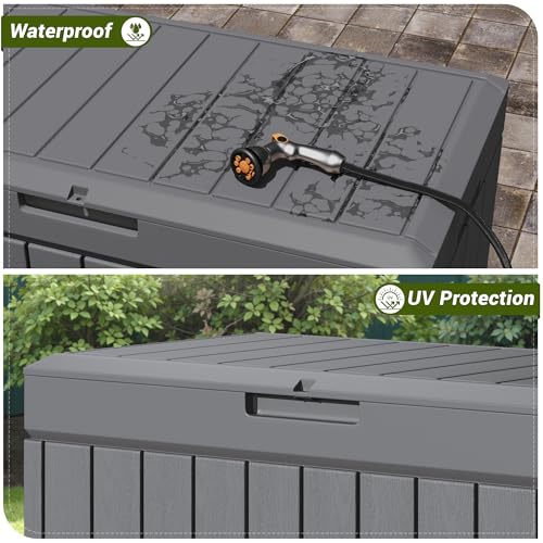 30 Gallon Waterproof Resin Deck Box for Outdoor Patio and Garden Storage Q30388