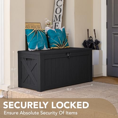 Outdoor Resin Deck Box 120 Gallon Waterproof Lockable F693676