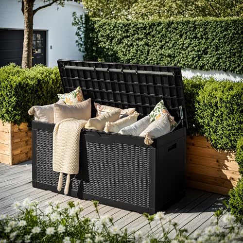30 Gallon Waterproof Resin Deck Box for Outdoor Patio and Garden Storage Q30388