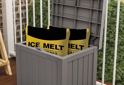 Outdoor Storage Box 22 Gallon Resin Deck Box with Flat-Lid Bench Seating B591
