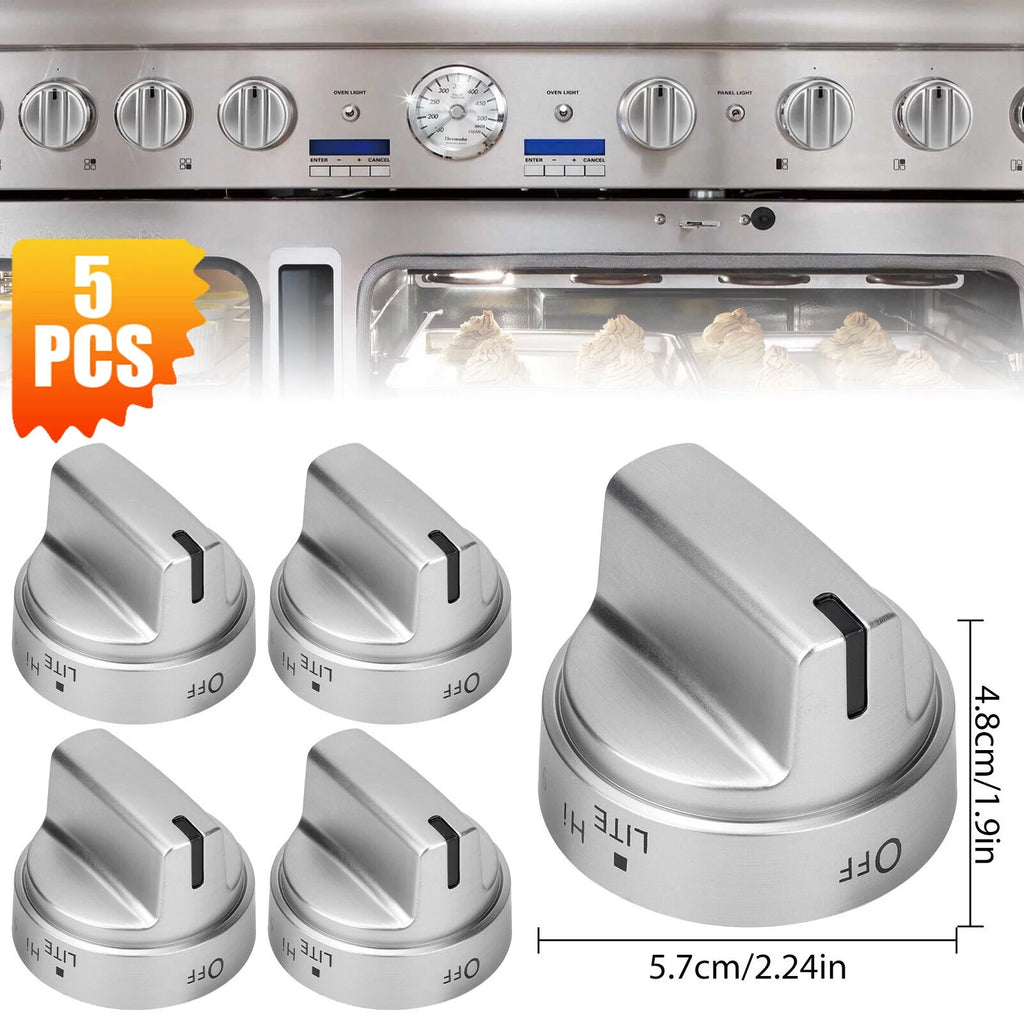 Stainless Steel Control Knob Replacement for GE Gas Range Stove WB03X24818 5PCS