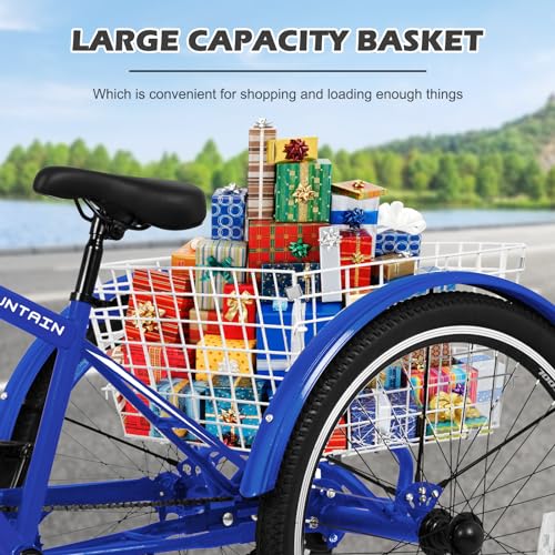 Adult Mountain Tricycle, 7-Speed 3-Wheel, 26 Inch, Front Suspension, Disc Brakes R2230