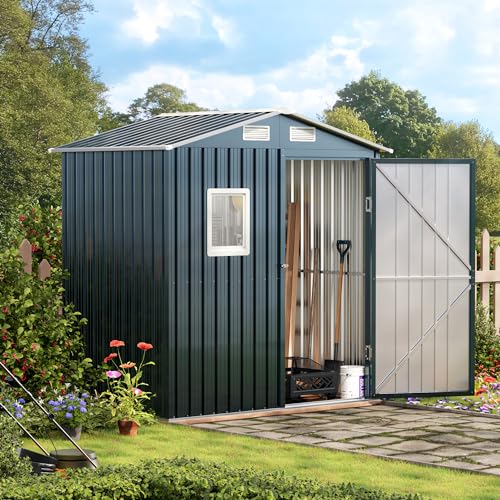 Outdoor Steel Storage Shed with Lockable Doors and Windows E249038