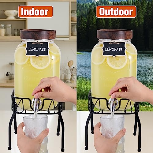 Glass Drink Dispenser with Stand and Spigot, 1 Gallon, Set of 2 I5509