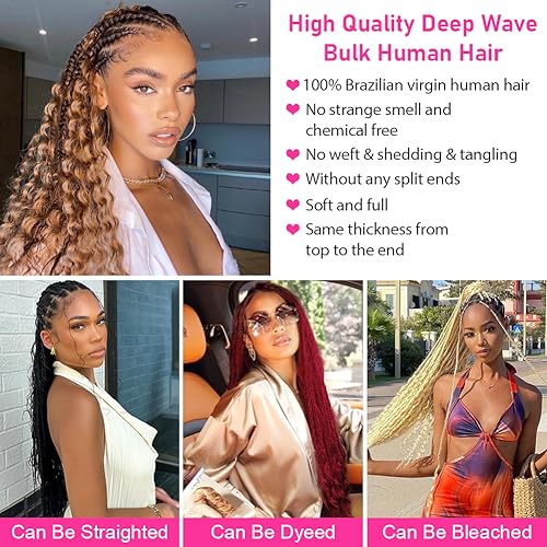 Deep Wave Bulk Human Hair for Braiding No Weft 100g Y2677