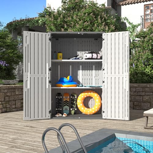Outdoor Storage Shed with Floor, Waterproof Vertical Cabinet I260366