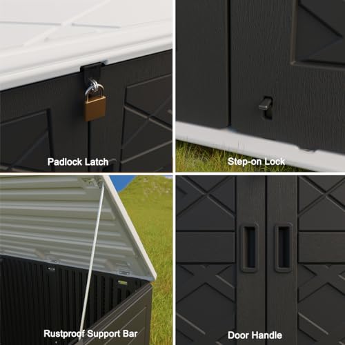 Horizontal Outdoor Storage Shed, 47 Cu.ft Resin Waterproof Cabinet for Garden Patio Backyards F5157