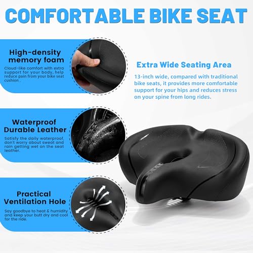Oversized Comfort Bike Seat with Extra Wide Padded Cushion Z56075